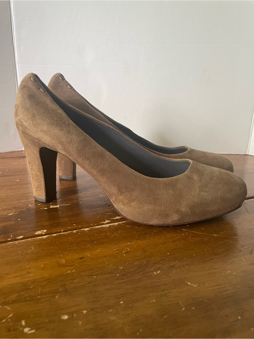 Eileen Fisher Vero Cuoio Tan Brown Suede Block-Heel Platform Pumps Heels Size 11